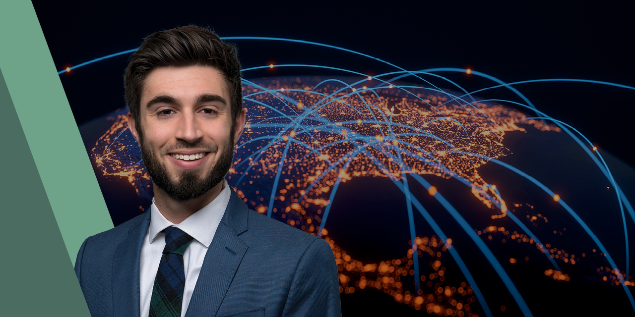 Headshot of Ross Mayfield with a globe in the background overlaid with digital connections.