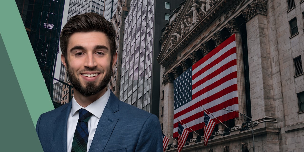 Headshot of Ross Mayfield with Wall Street buildings in the background.