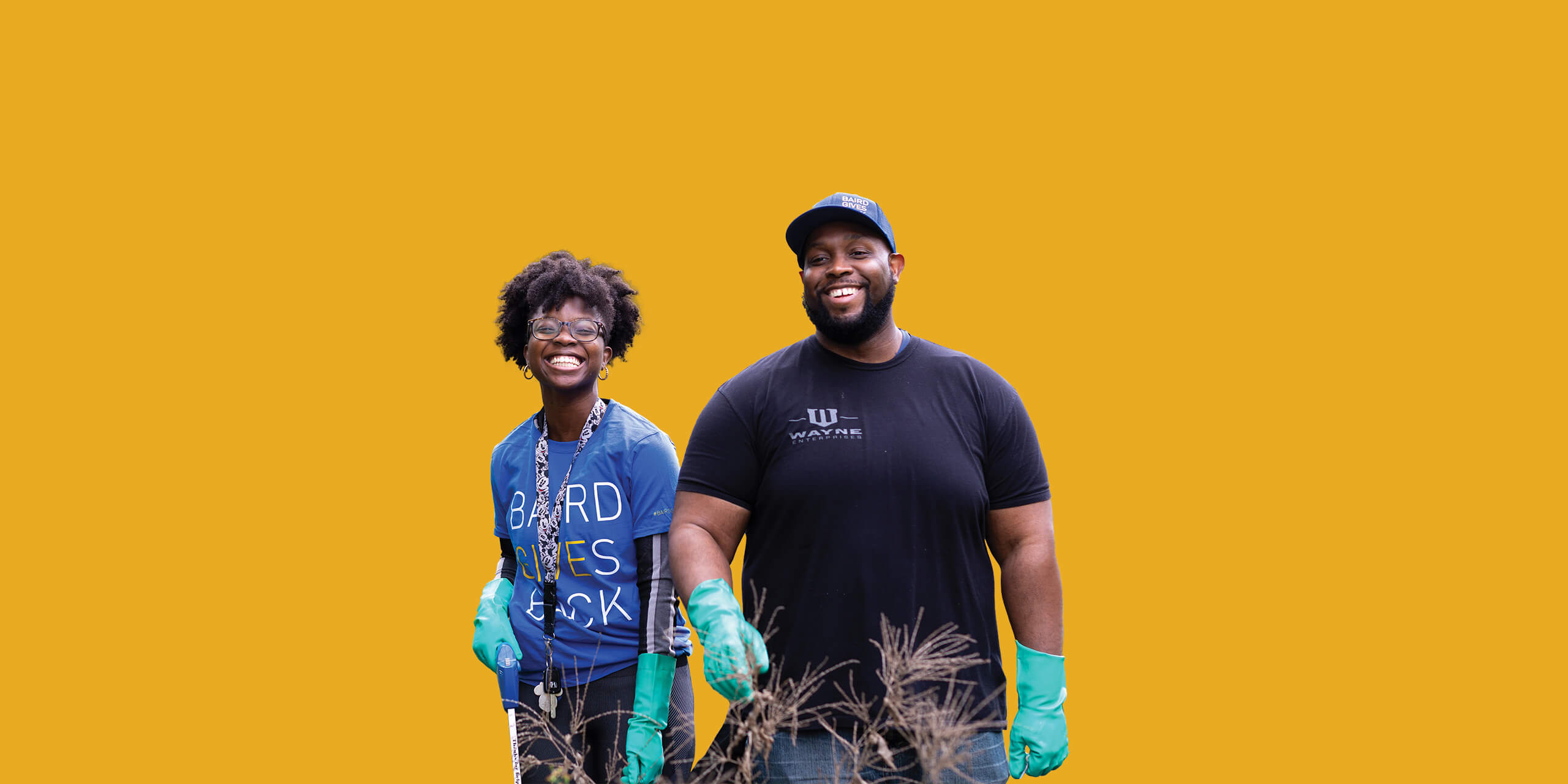 Photo of Baird Associates tending to green space