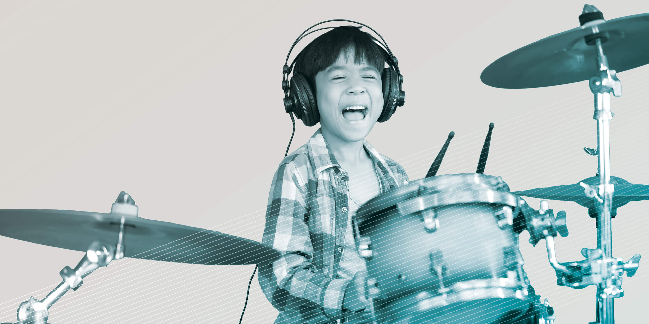 Boy playing drums